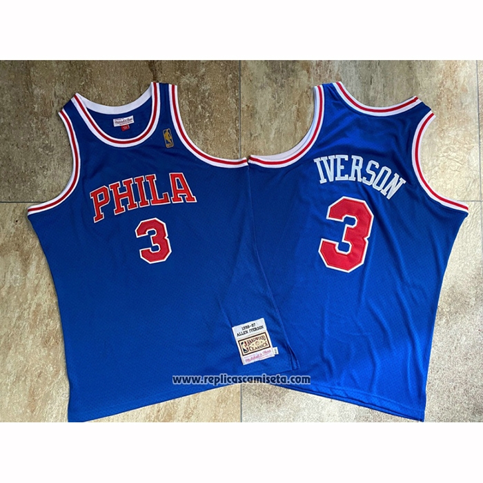 Camiseta Philadelphia 76ers Allen Iverson #3 Mitchell & Ness 1996-97 Azul